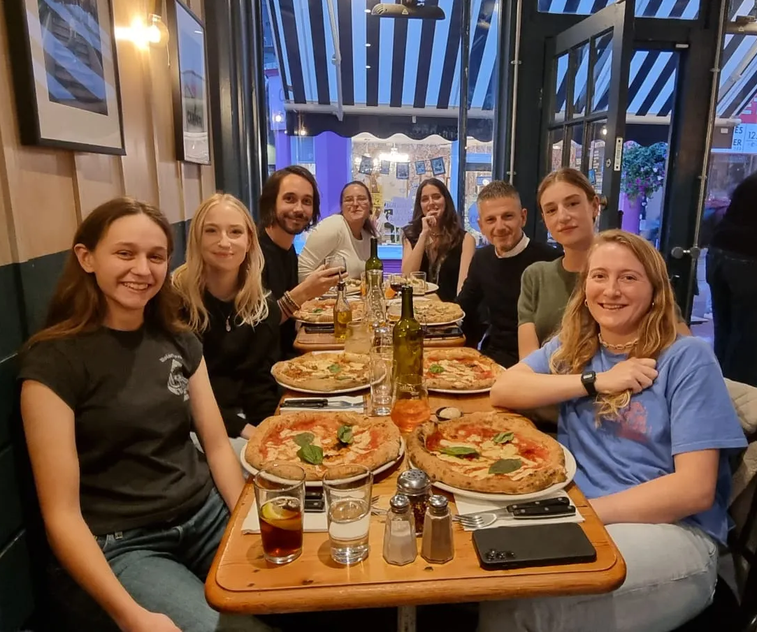 Pizza night together with Theo's lab
